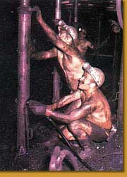 Důl Antonín: práce horníků v dole. Důl Antonín: práce horníků v dole.